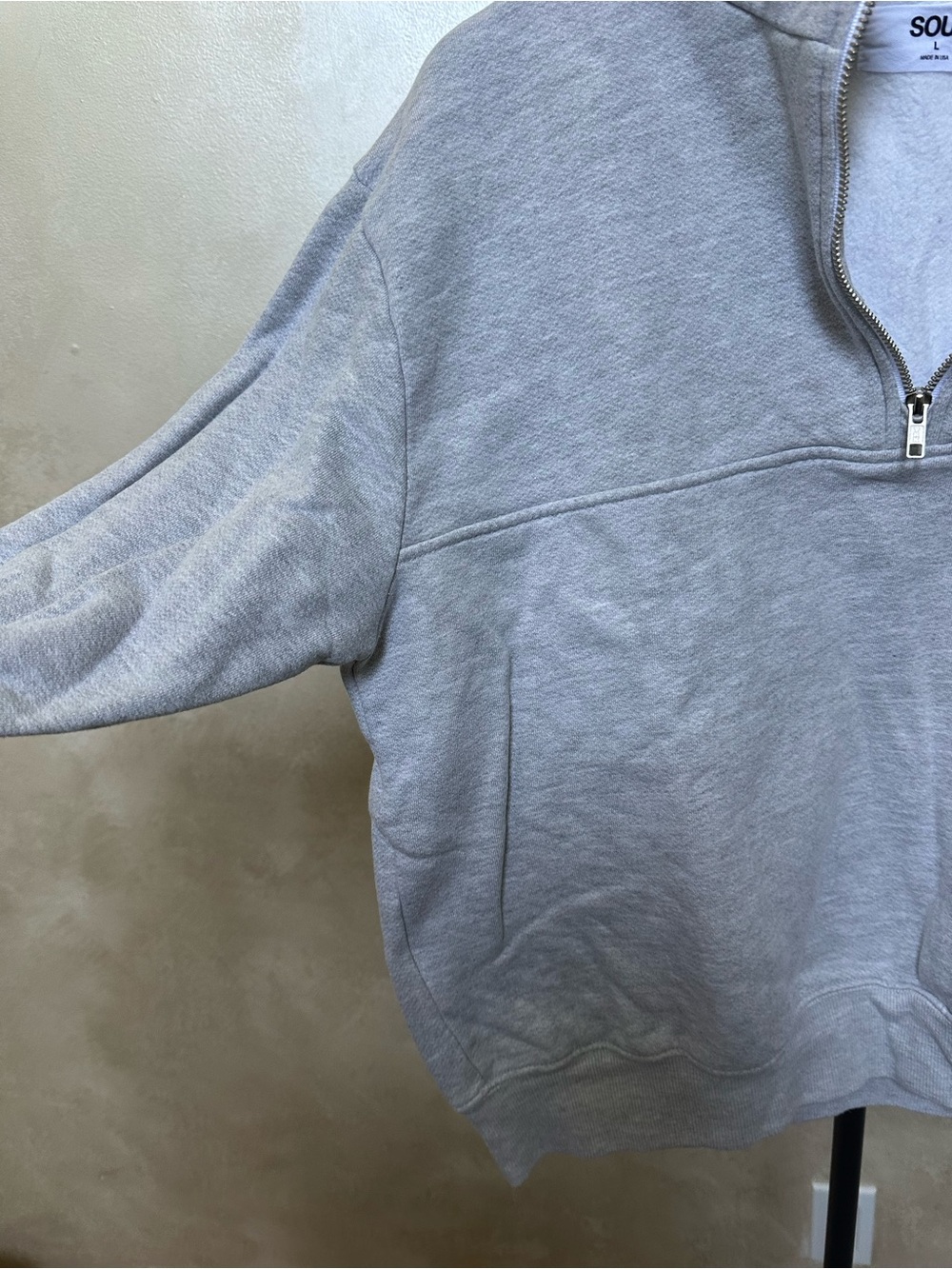 soulcycle Light Grey Half-Zip Sweatshirt with SOUL Logo size large - Picture 3 of 10